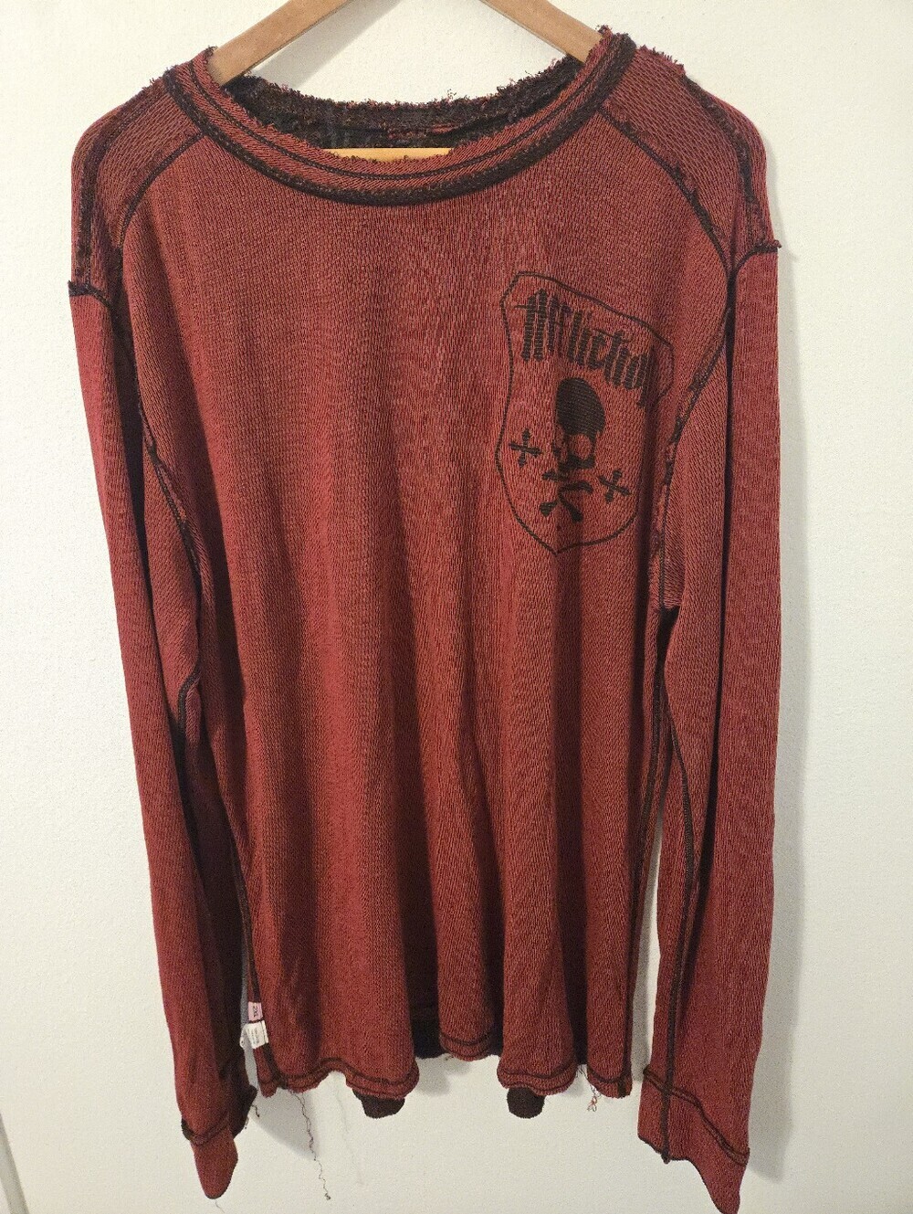 Vintage Affliction Reversible Thermal Shirt Mens XXL Wings Cross Y2K Grunge MMA - Picture 3 of 10
